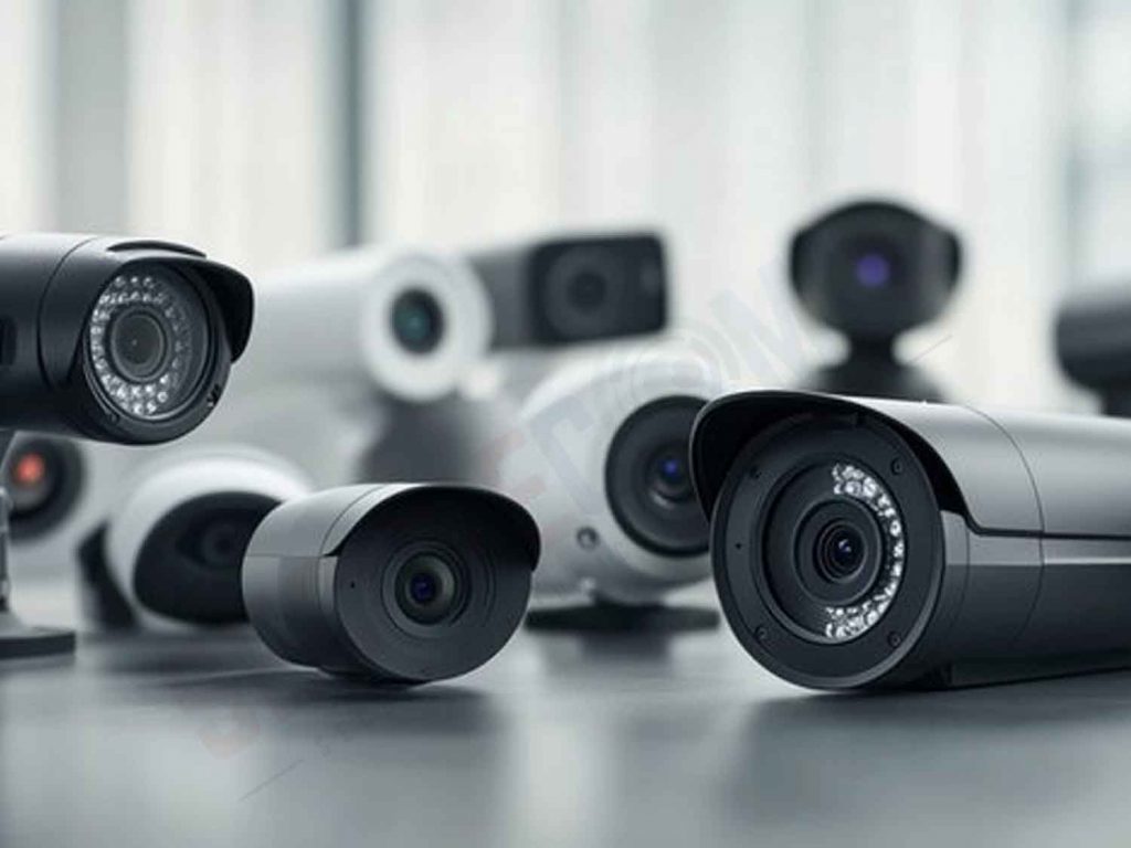 Assortment of PTZ cameras in various styles, showcasing the different types available for diverse applications.