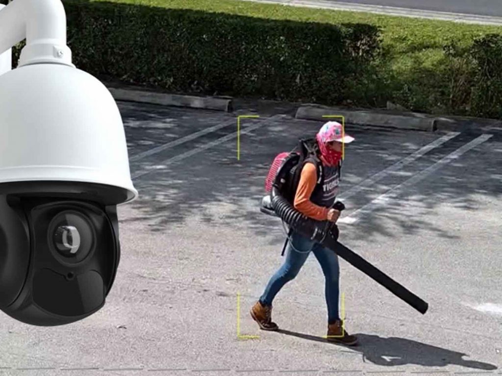 AI-powered security camera showcasing facial recognition, object detection, and behavior analysis.